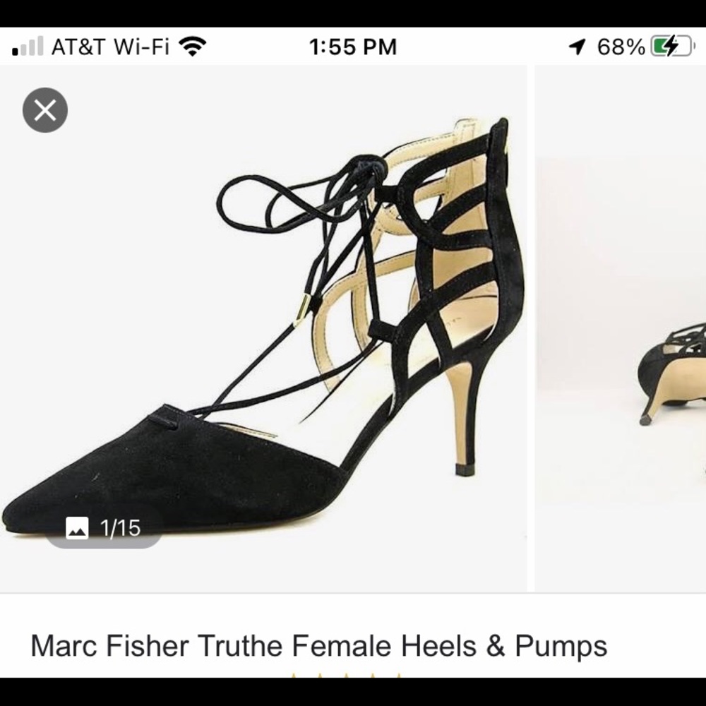 Marc Fisher Black Suade Heels 8M
